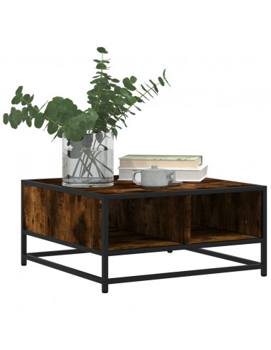 Tavolino Rovere Fumo 60,5x60,5x30 cm in Truciolato e Metallo