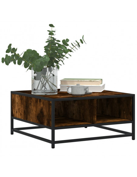 Tavolino Rovere Fumo 60,5x60,5x30 cm in Truciolato e Metallo