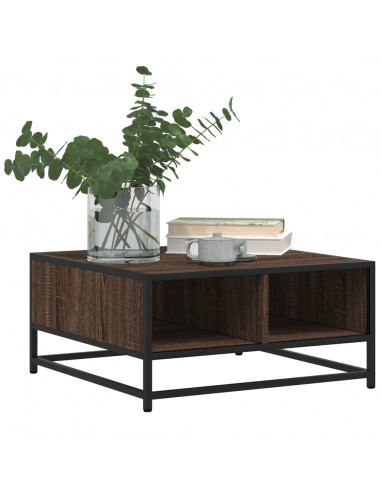 Tavolino Rovere Marrone 60,5x60,5x30 cm in Truciolato e Metallo