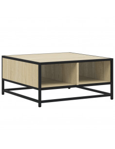 Tavolino Salotto Sonoma 60,5x60,5x30 cm in Truciolato e Metallo 2