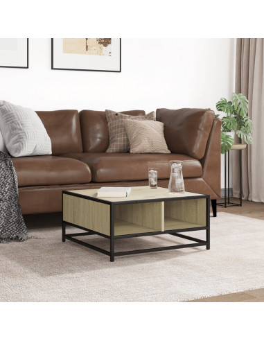 Tavolino Salotto Sonoma 60,5x60,5x30 cm in Truciolato e Metallo