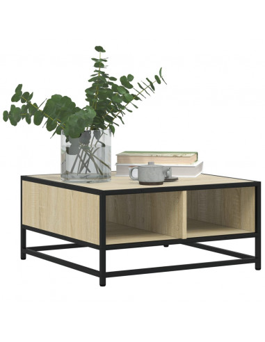 Tavolino Salotto Sonoma 60,5x60,5x30 cm in Truciolato e Metallo