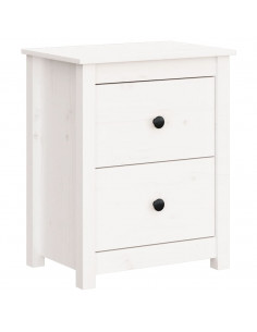 Comodino Bianco 50x35x61,5 cm in Legno Massello di Pino 2