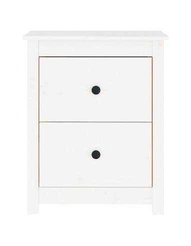 Comodino Bianco 50x35x61,5 cm in Legno Massello di Pino