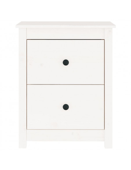 Comodino Bianco 50x35x61,5 cm in Legno Massello di Pino