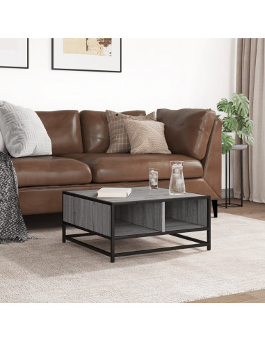 Tavolino Grigio Sonoma 60,5x60,5x30 cm in Truciolato e Metallo