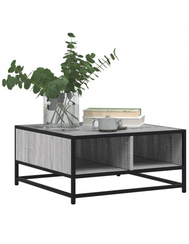 Tavolino Grigio Sonoma 60,5x60,5x30 cm in Truciolato e Metallo