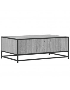 Tavolino Grigio Sonoma 90x57x35 cm Legno Multistrato e Metallo 2