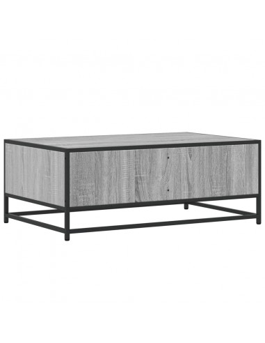 Tavolino Grigio Sonoma 90x57x35 cm Legno Multistrato e Metallo