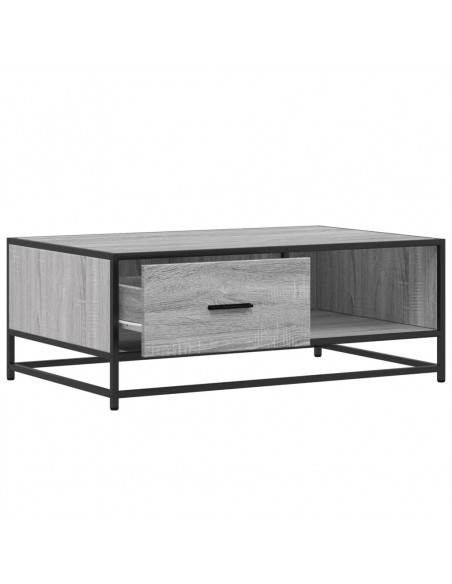 Tavolino Grigio Sonoma 90x57x35 cm Legno Multistrato e Metallo