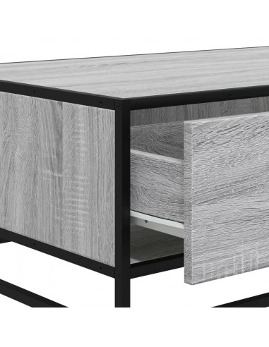 Tavolino Grigio Sonoma 90x57x35 cm Legno Multistrato e Metallo