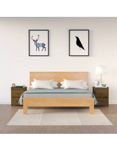 Comodini 2 pz Miele 50x35x61,5 cm in Legno Massello di Pino