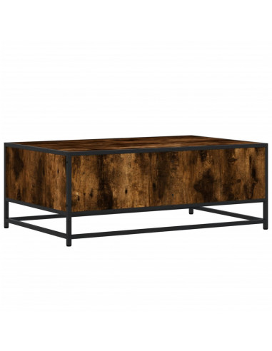 Tavolino Rovere Fumo 90x57x35 cm in Legno Multistrato e Metallo