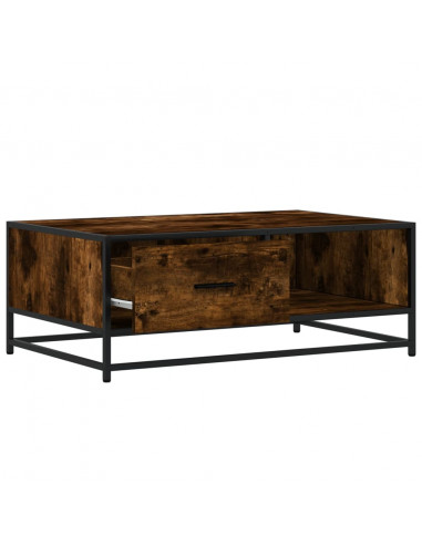 Tavolino Rovere Fumo 90x57x35 cm in Legno Multistrato e Metallo