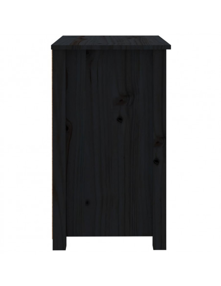 Comodino Nero 50x35x61,5 cm in Legno Massello di Pino