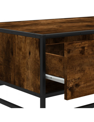 Tavolino Rovere Fumo 90x57x35 cm in Legno Multistrato e Metallo