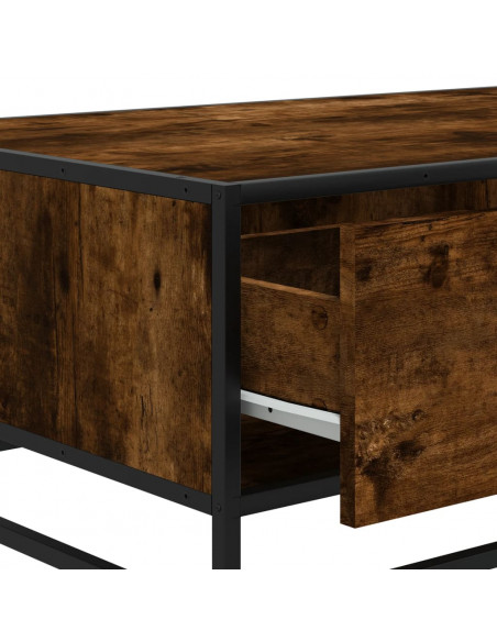 Tavolino Rovere Fumo 90x57x35 cm in Legno Multistrato e Metallo