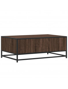 Tavolino Rovere Marrone 90x57x35 cm Legno Multistrato e Metallo 2