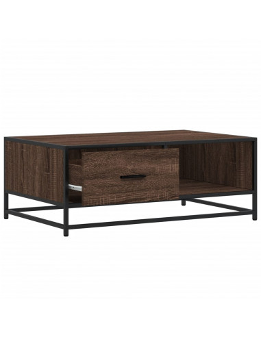 Tavolino Rovere Marrone 90x57x35 cm Legno Multistrato e Metallo