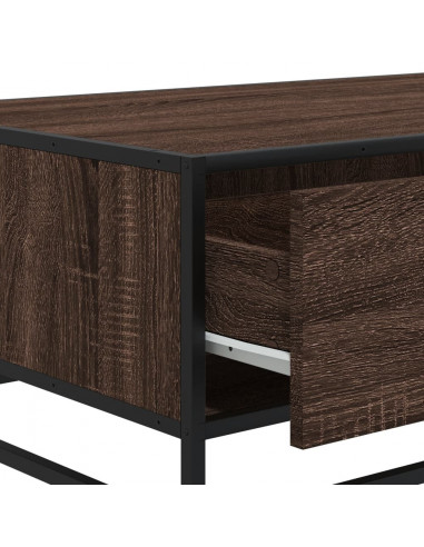 Tavolino Rovere Marrone 90x57x35 cm Legno Multistrato e Metallo