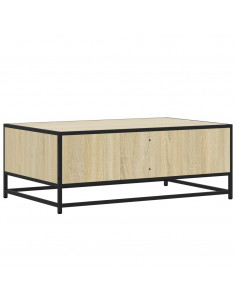 Tavolino Rovere Sonoma 90x57x35 cm Legno Multistrato e Metallo 2