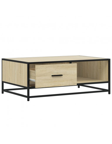 Tavolino Rovere Sonoma 90x57x35 cm Legno Multistrato e Metallo