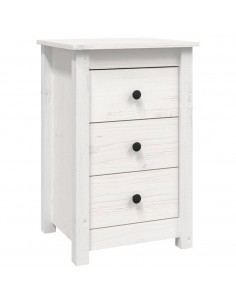 Comodino Bianca 40x35x61,5 cm in Legno Massello di Pino 2