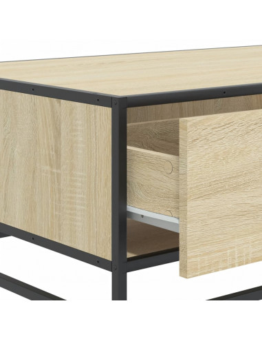 Tavolino Rovere Sonoma 90x57x35 cm Legno Multistrato e Metallo