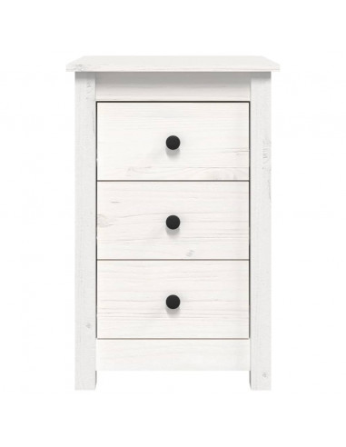 Comodino Bianca 40x35x61,5 cm in Legno Massello di Pino