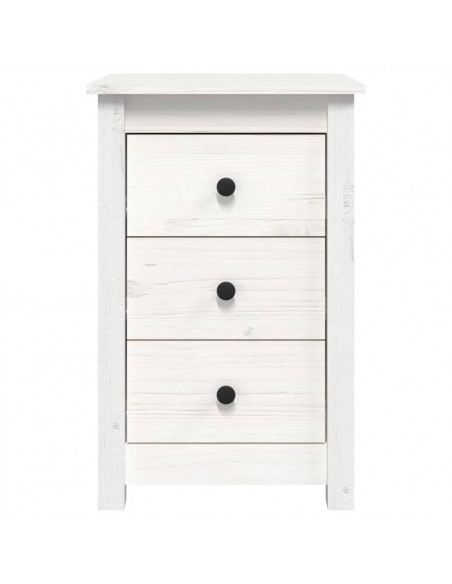 Comodino Bianca 40x35x61,5 cm in Legno Massello di Pino