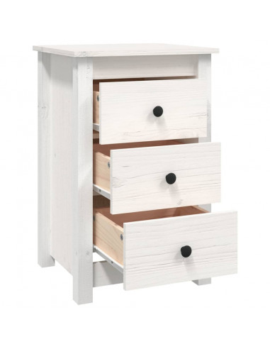 Comodino Bianca 40x35x61,5 cm in Legno Massello di Pino