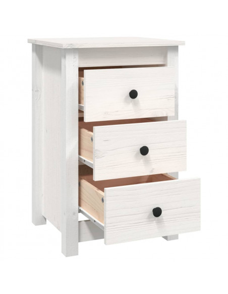 Comodino Bianca 40x35x61,5 cm in Legno Massello di Pino