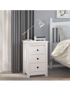 Comodini 2 pz Bianca 40x35x61,5 cm in Legno Massello di Pino 2