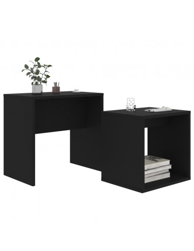 Set Tavolini da Salotto Nero 48x30x45 cm in Legno Multistrato