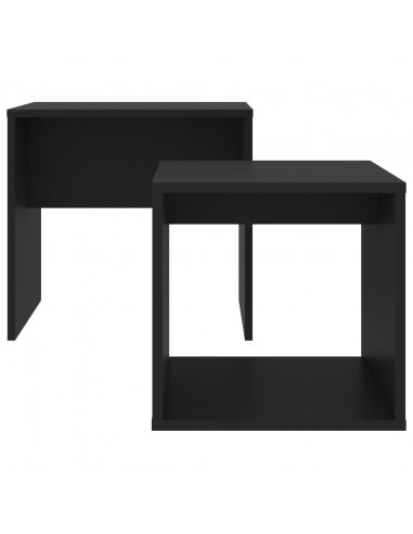 Set Tavolini da Salotto Nero 48x30x45 cm in Legno Multistrato