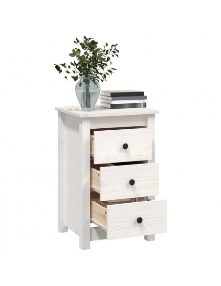 Comodini 2 pz Bianca 40x35x61,5 cm in Legno Massello di Pino