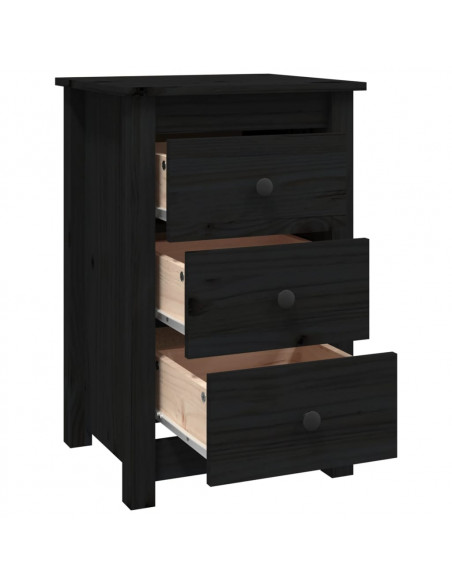 Comodino Nera 40x35x61,5 cm in Legno Massello di Pino