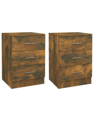 Comodini 2 pz Rovere Fumo 38x35x56 cm in Legno Multistrato