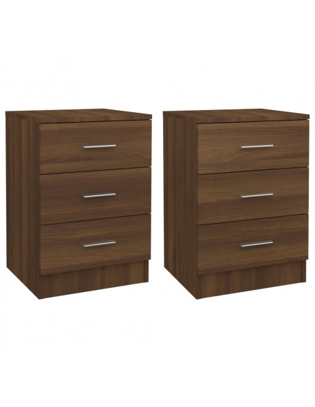 Comodini 2 pz Rovere Marrone 38x35x56 cm in Legno Multistrato