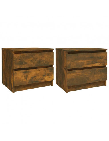 Comodini Rovere Fumo 2 pz 50x39x43,5 cm in Legno Multistrato