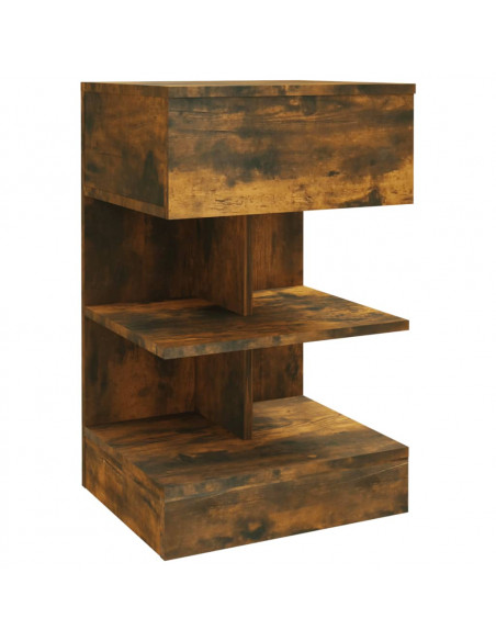 Comodino Rovere Fumo 40x35x65 cm in Legno Multistrato