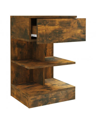 Comodino Rovere Fumo 40x35x65 cm in Legno Multistrato