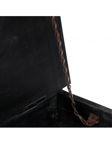 Tavolino da Salotto Nero 65x65x30 cm in Legno Massello di Mango