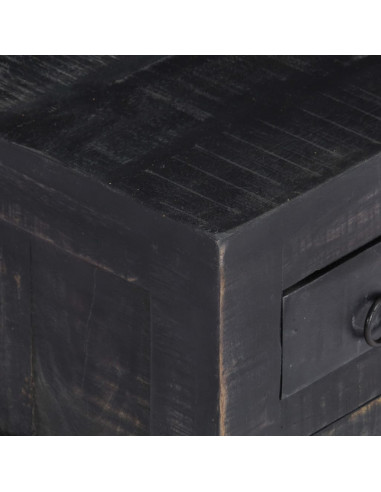 Tavolino da Salotto Nero 65x65x30 cm in Legno Massello di Mango