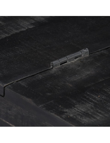 Tavolino da Salotto Nero 65x65x30 cm in Legno Massello di Mango