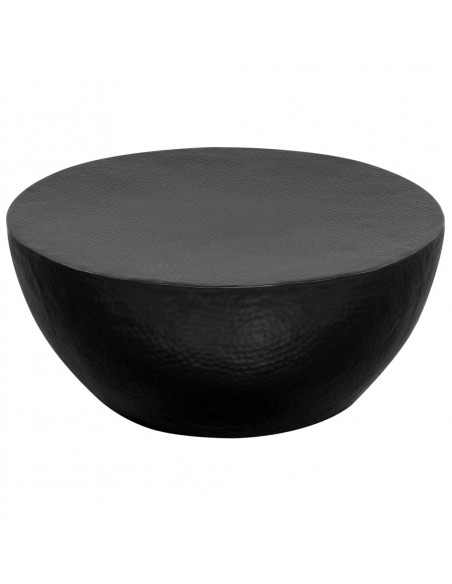 Tavolino da Salotto in Alluminio Martellato 70x30 cm Nero