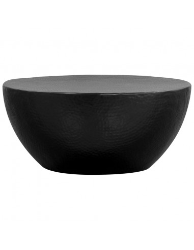 Tavolino da Salotto in Alluminio Martellato 70x30 cm Nero