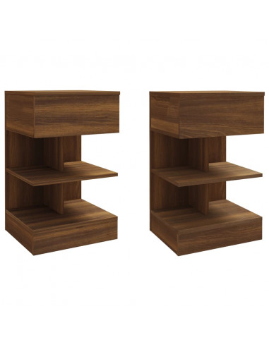 Comodini 2 pz Rovere Marrone 40x35x65 cm in Legno Multistrato