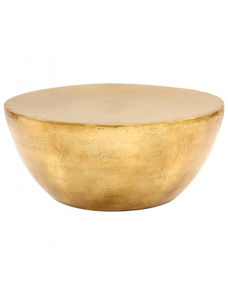 Tavolino da Salotto in Alluminio Martellato 70x30 cm Ottone