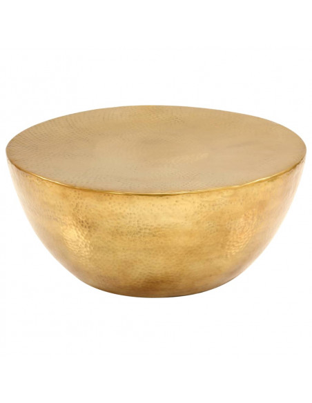 Tavolino da Salotto in Alluminio Martellato 70x30 cm Ottone